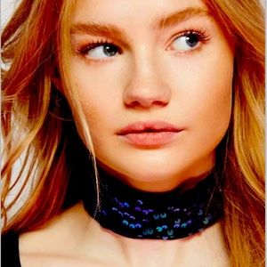 Free People Sienna Sequin Choker Grn/Vert NWT 14”